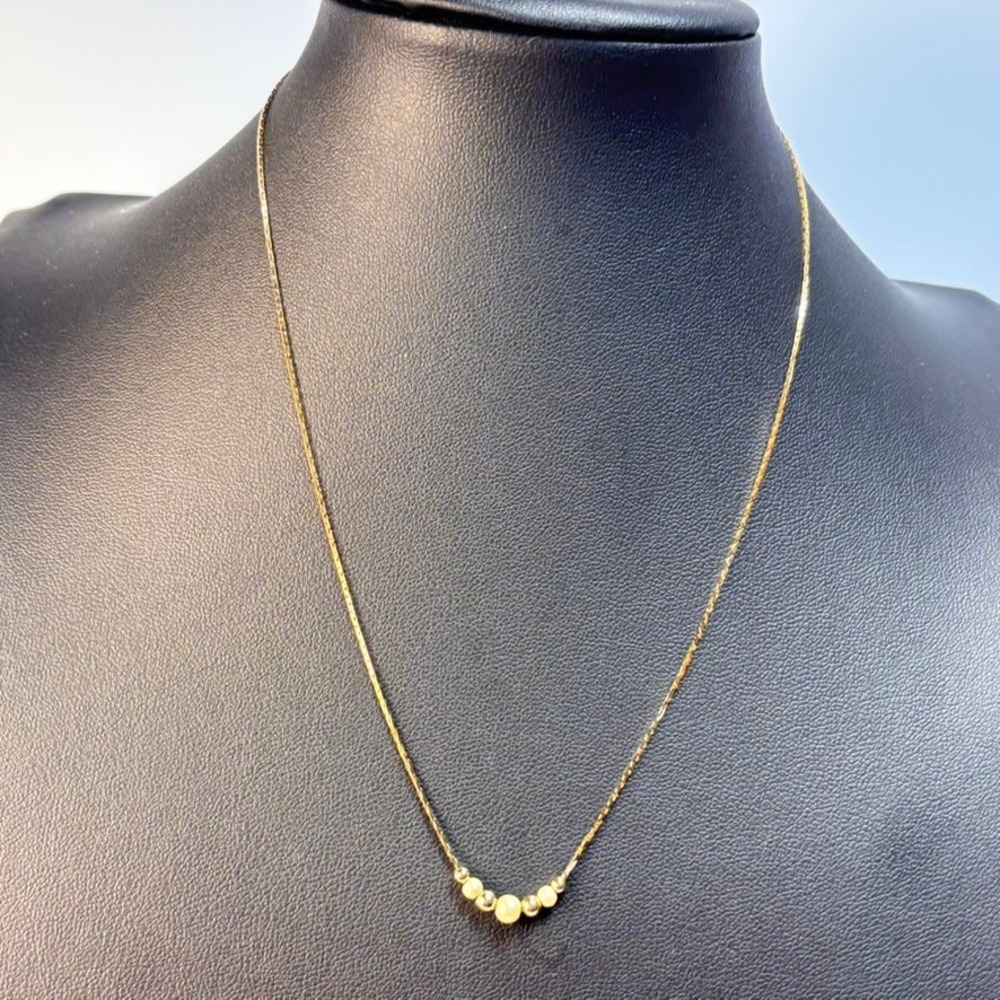 Vintage Beaded Choker Necklace Gold Tone Dainty Minimalist Boho Chic Jewelry 12"